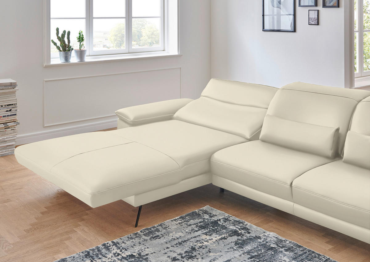 ECKSOFA in Echtleder Naturfarben  - Schwarz/Naturfarben, Design, Leder/Metall (193/328cm) - Dieter Knoll