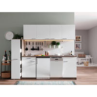 KÜCHENBLOCK Oliver 225 cm  in Weiß  - Eichefarben/Alufarben, Basics, Holzwerkstoff/Kunststoff (225cm) - Respekta
