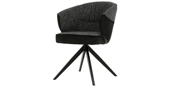ARMLEHNSTUHL in Eisen Webstoff, Mikrofaser - Schwarz, Design, Textil/Metall (61/82,5/63cm) - Novel
