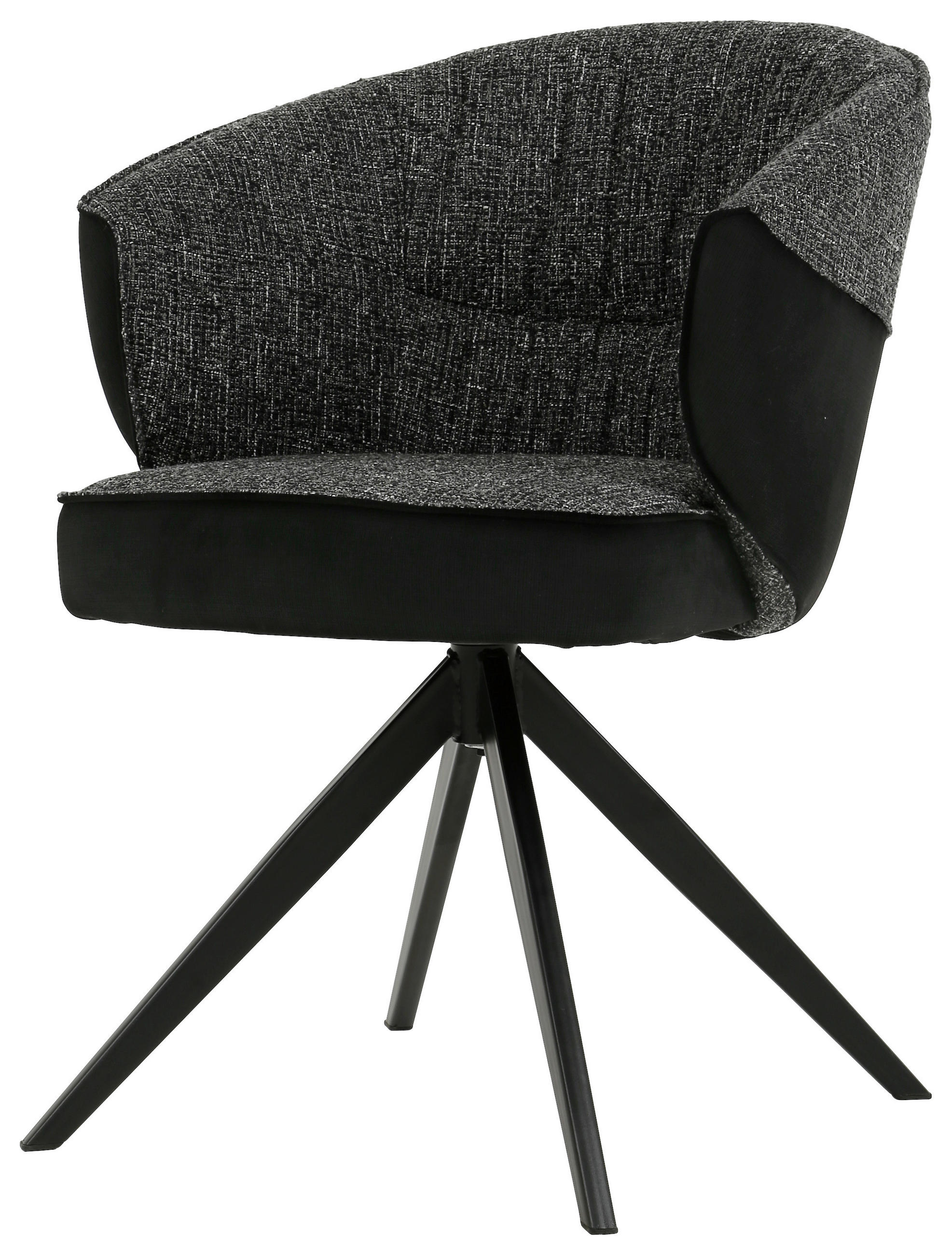 ARMLEHNSTUHL  in Eisen Webstoff, Mikrofaser  - Schwarz, Design, Textil/Metall (61/82,5/63cm) - Novel