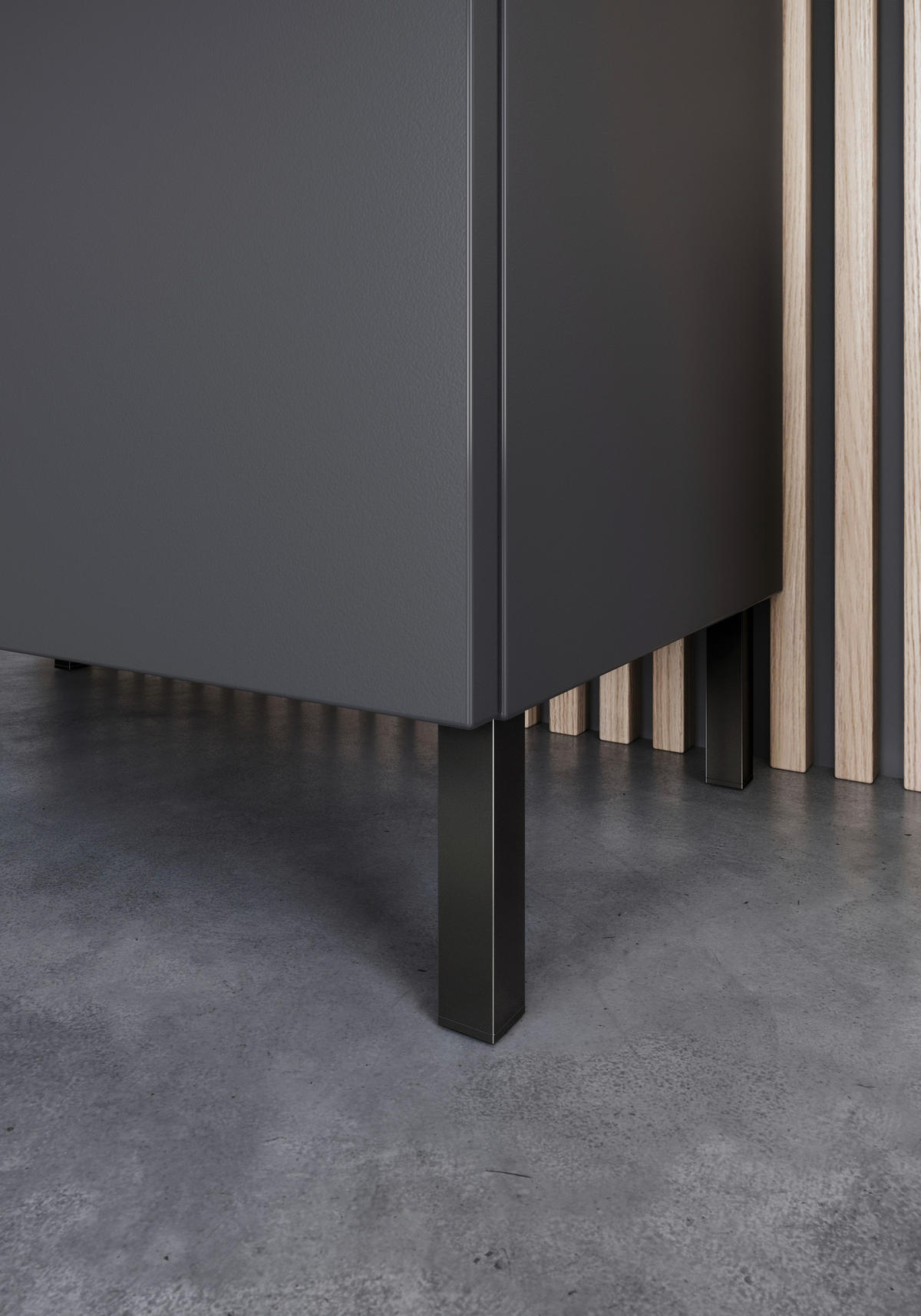 BADEZIMMER 2-teilig  in 76 cm  - Schwarz/Graphitfarben, MODERN, Holzwerkstoff/Metall (76cm) - Germania