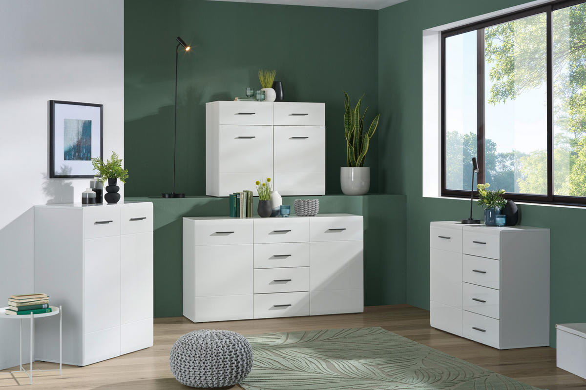 KOMODA, biela, 75/103,9/41,6 cm - biela/antracitová, Basics, kompozitné drevo/plast (75/103,9/41,6cm) - Hom`in