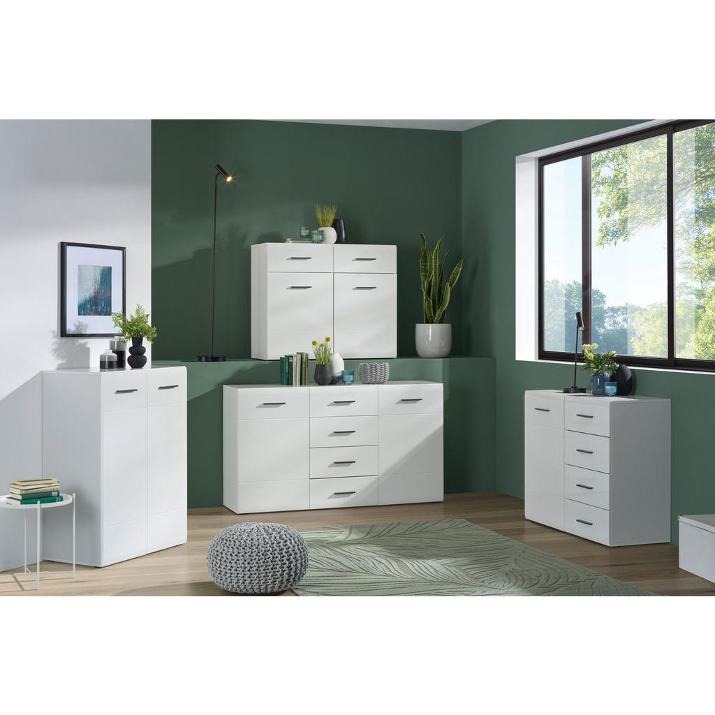 Thumbnail - Mid.you Kommode Avanti, Weiß, Holzwerkstoff, 4 Fächer, 4 Schubladen, 150x84.6x41.6 cm, Wohnzimmer, Kommoden & Sideboards...