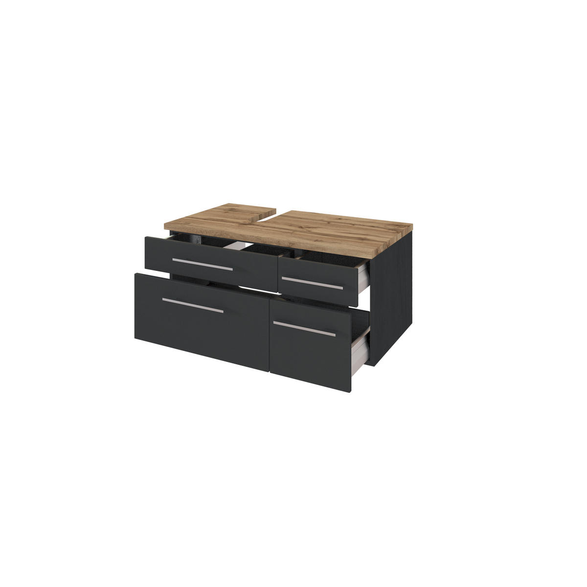 WASCHTISCHUNTERSCHRANK  - Alufarben/Grau, KONVENTIONELL, Holzwerkstoff/Metall (90/41/47cm) - Xora