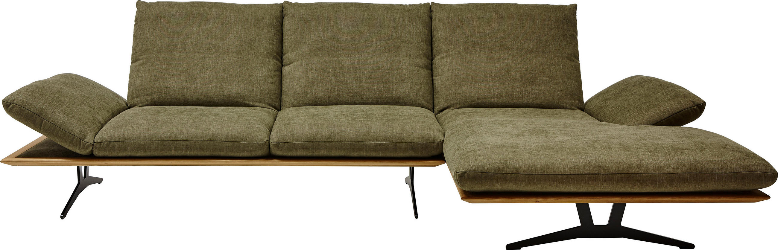 ECKSOFA in Flachgewebe Grün  314/159 cm  - Schwarz/Grün, Design, Holz/Textil (314/159cm) - Dieter Knoll