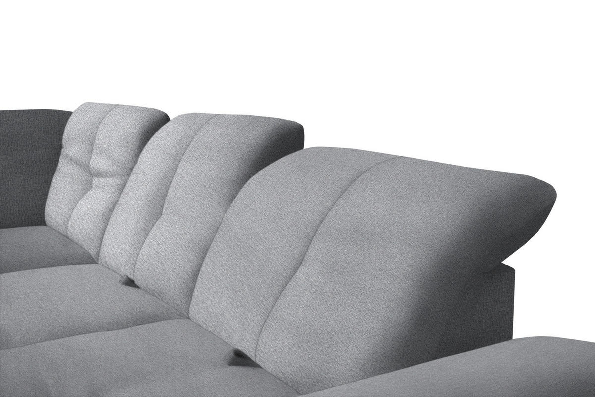 ECKSOFA Grau Flachgewebe  - Schwarz/Grau, Design, Textil/Metall (313/242cm) - Xora