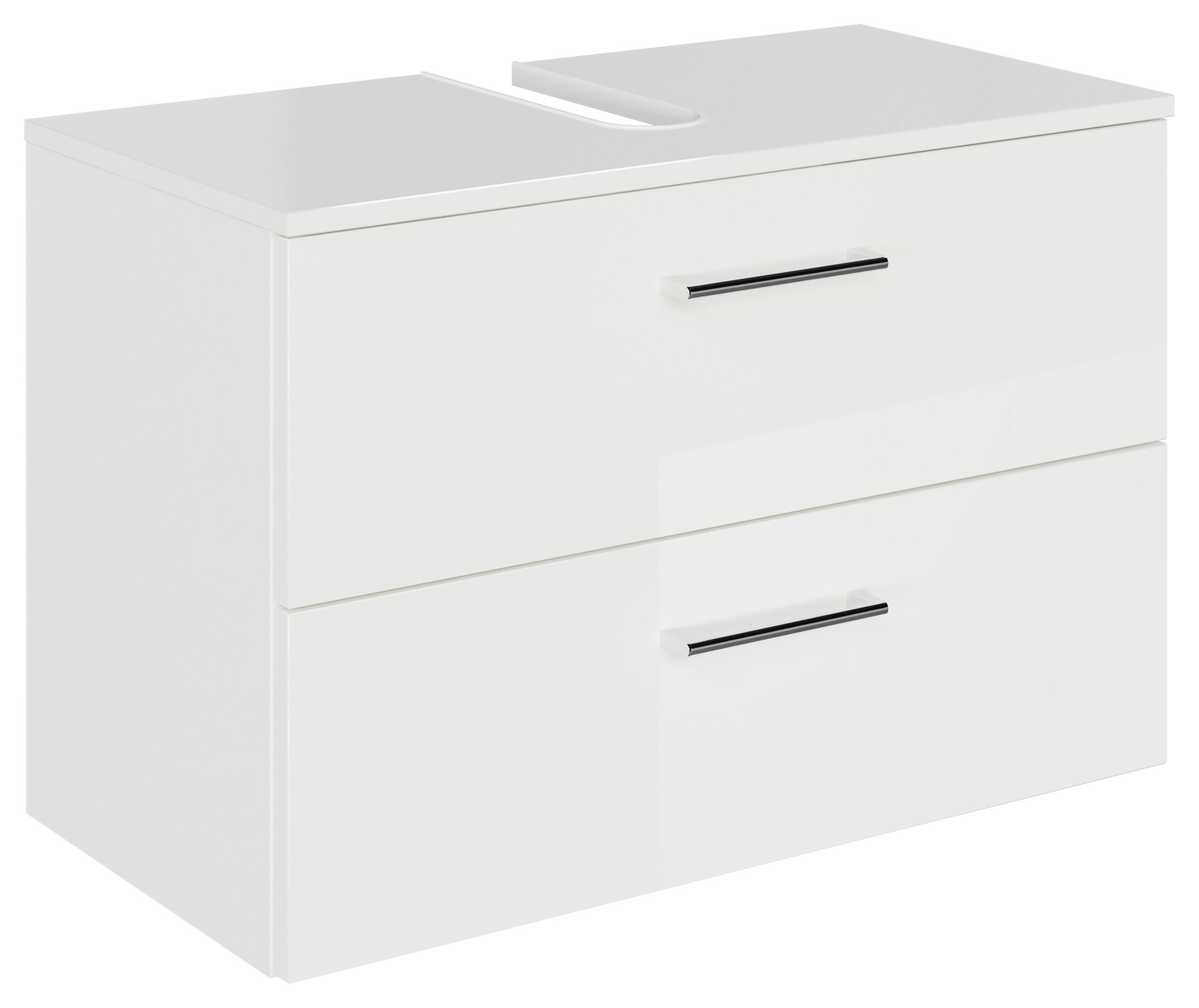 WASCHBECKENUNTERSCHRANK 75/49,8/38,3 cm  - Chromfarben/Weiß Hochglanz, KONVENTIONELL, Holzwerkstoff/Metall (75/49,8/38,3cm) - Sadena