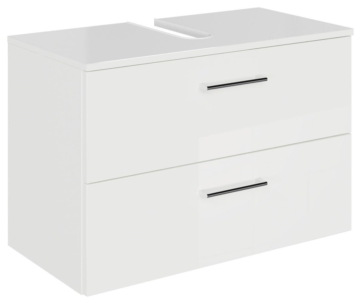 WASCHBECKENUNTERSCHRANK 75/49,8/38,3 cm  - Chromfarben/Weiß Hochglanz, KONVENTIONELL, Holzwerkstoff/Metall (75/49,8/38,3cm) - Sadena