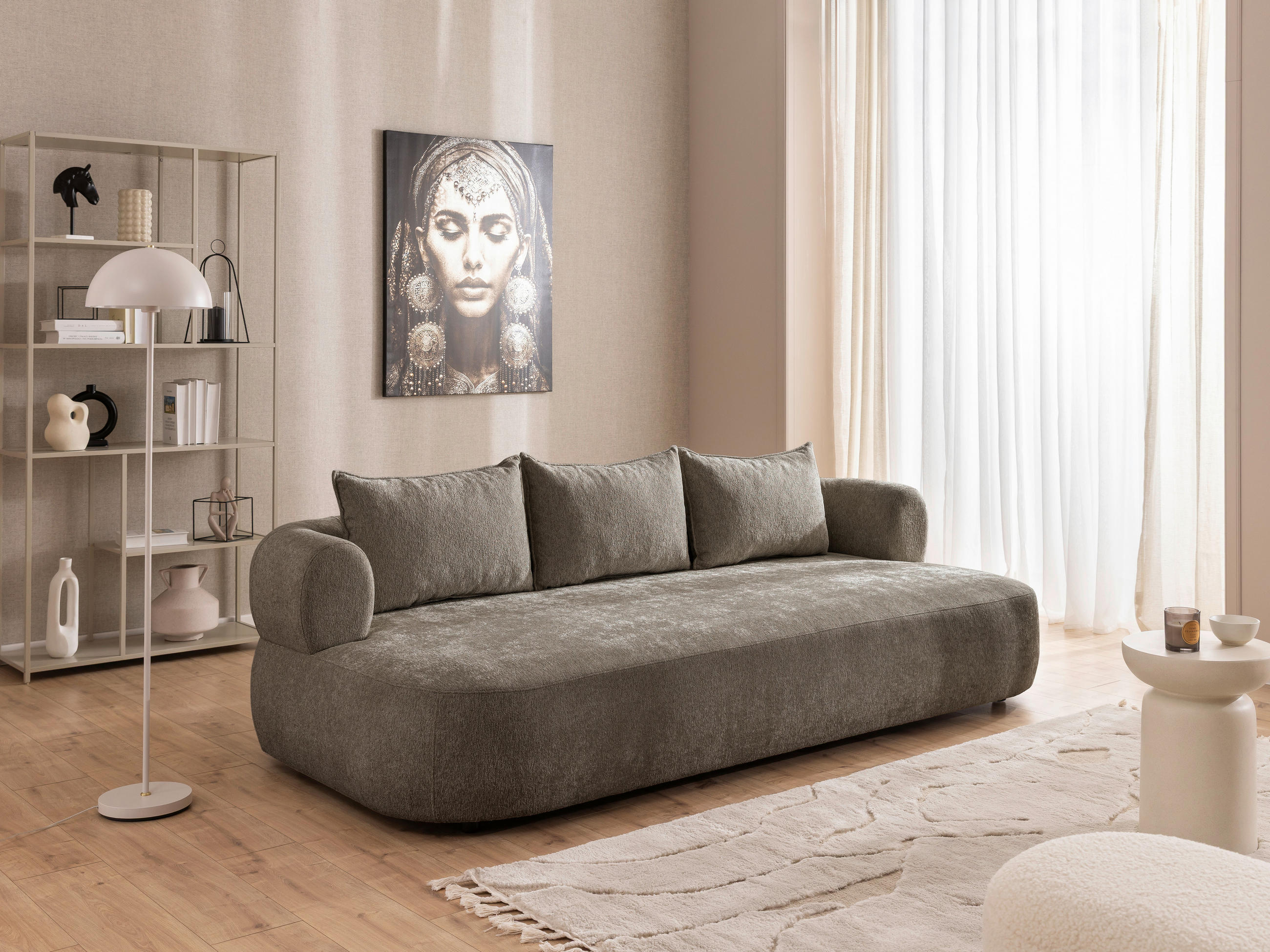 BIGSOFA in Chenille Braun  - Schwarz/Braun, Design, Kunststoff/Textil (240/76/122cm) - Livetastic