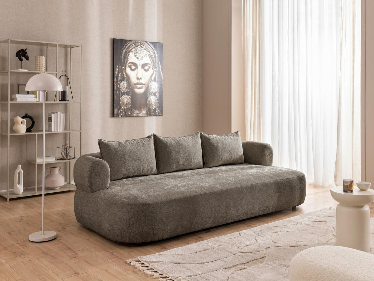 BIGSOFA in Chenille Braun  - Schwarz/Braun, Design, Kunststoff/Textil (240/76/122cm) - Livetastic