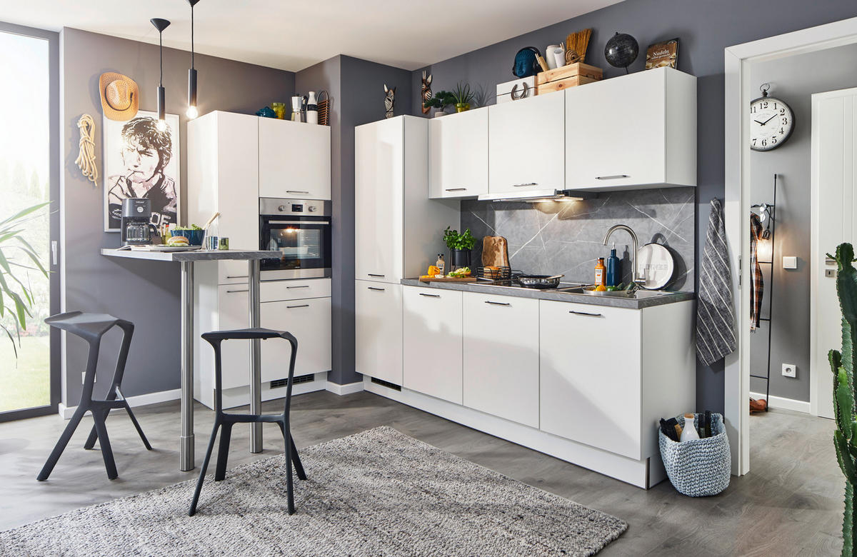 ECKKÜCHE  in Grau, Weiß  - Schwarz/Weiß, KONVENTIONELL, Holzwerkstoff/Metall (240+140cm) - Xora