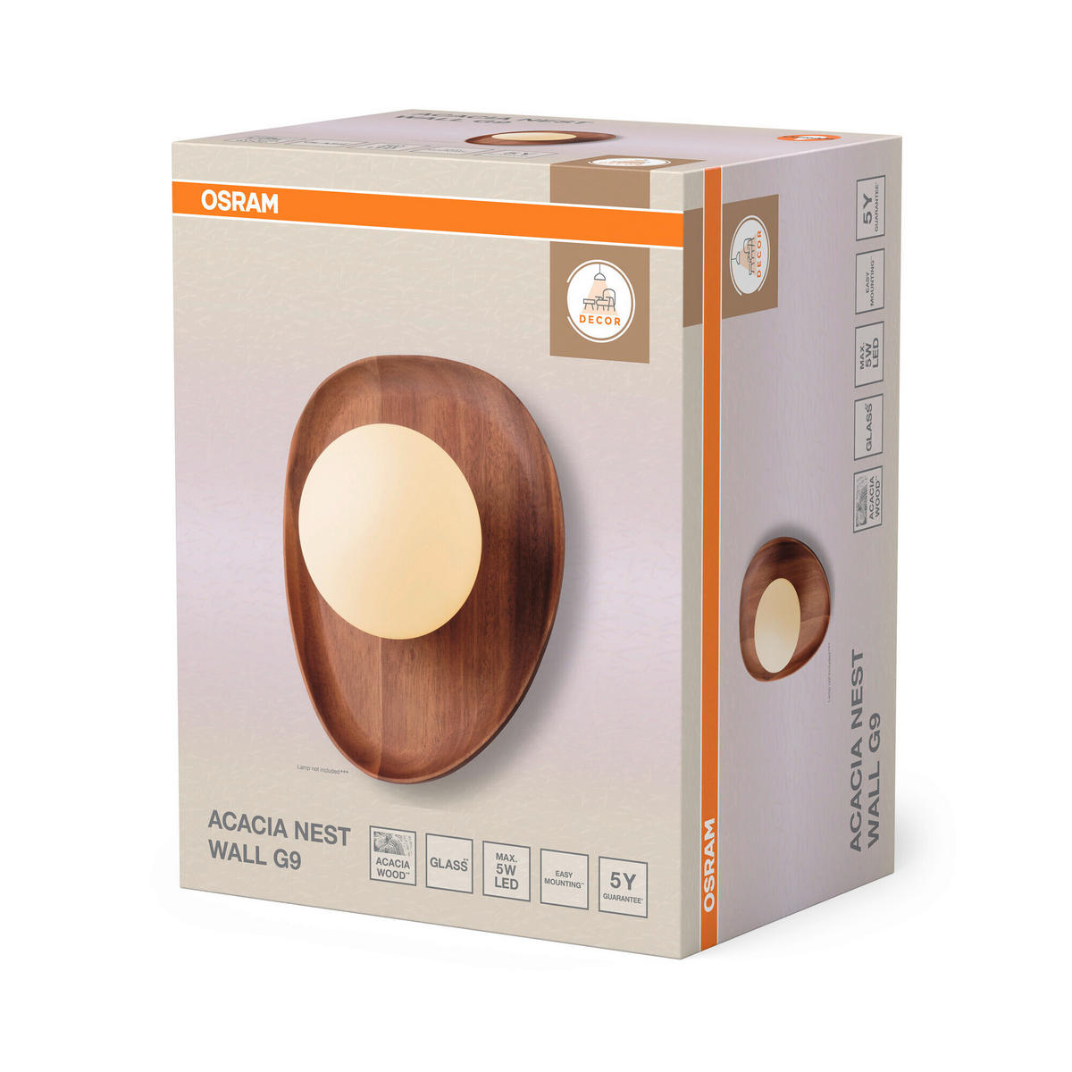 WANDLEUCHTE 20/13,5/26 cm   - Akaziefarben, Basics, Glas/Holz (20/13,5/26cm) - Osram
