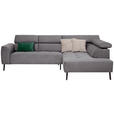 ECKSOFA in Feincord Anthrazit  280/205 cm  - Anthrazit/Schwarz, Design, Textil/Metall (280/205cm) - Xora