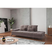 RÉCAMIERE Taupe Flachgewebe  inkl. Armteilverstellung, Sitztiefenverstellung  - Taupe/Schwarz, KONVENTIONELL, Textil/Metall (231/90/122cm) - Sit & More