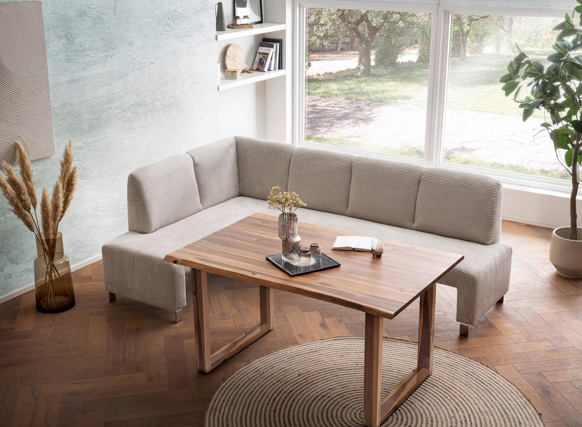 KLUPA KUTNA  bež  drvo, tekstil, drvni materijal      - srebrne boje/bež, Moderno, drvni materijal/drvo (243/158cm) - Livetastic