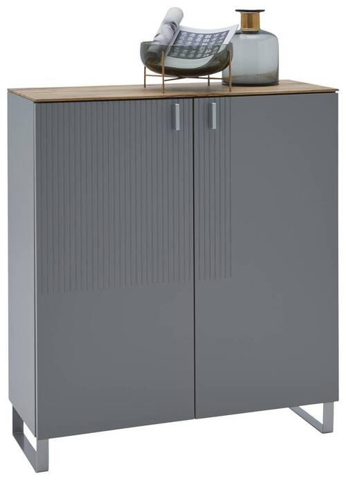 SCHUHSCHRANK Eiche furniert Grau, Eichefarben - Eichefarben/Alufarben, Design, Holz/Holzwerkstoff (93/104/36cm) - Dieter Knoll