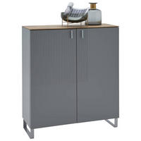 SCHUHSCHRANK Eiche furniert Grau, Eichefarben  - Eichefarben/Alufarben, Design, Holz/Holzwerkstoff (93/104/36cm) - Dieter Knoll