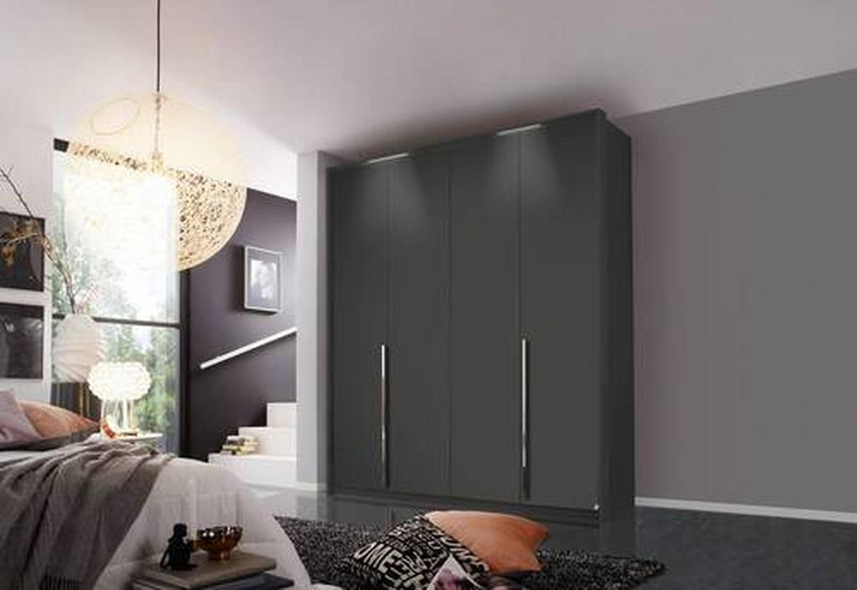 DREHTÜRENSCHRANK  in Graphitfarben  - Chromfarben/Graphitfarben, Design, Holzwerkstoff/Metall (201/223/60cm) - home24