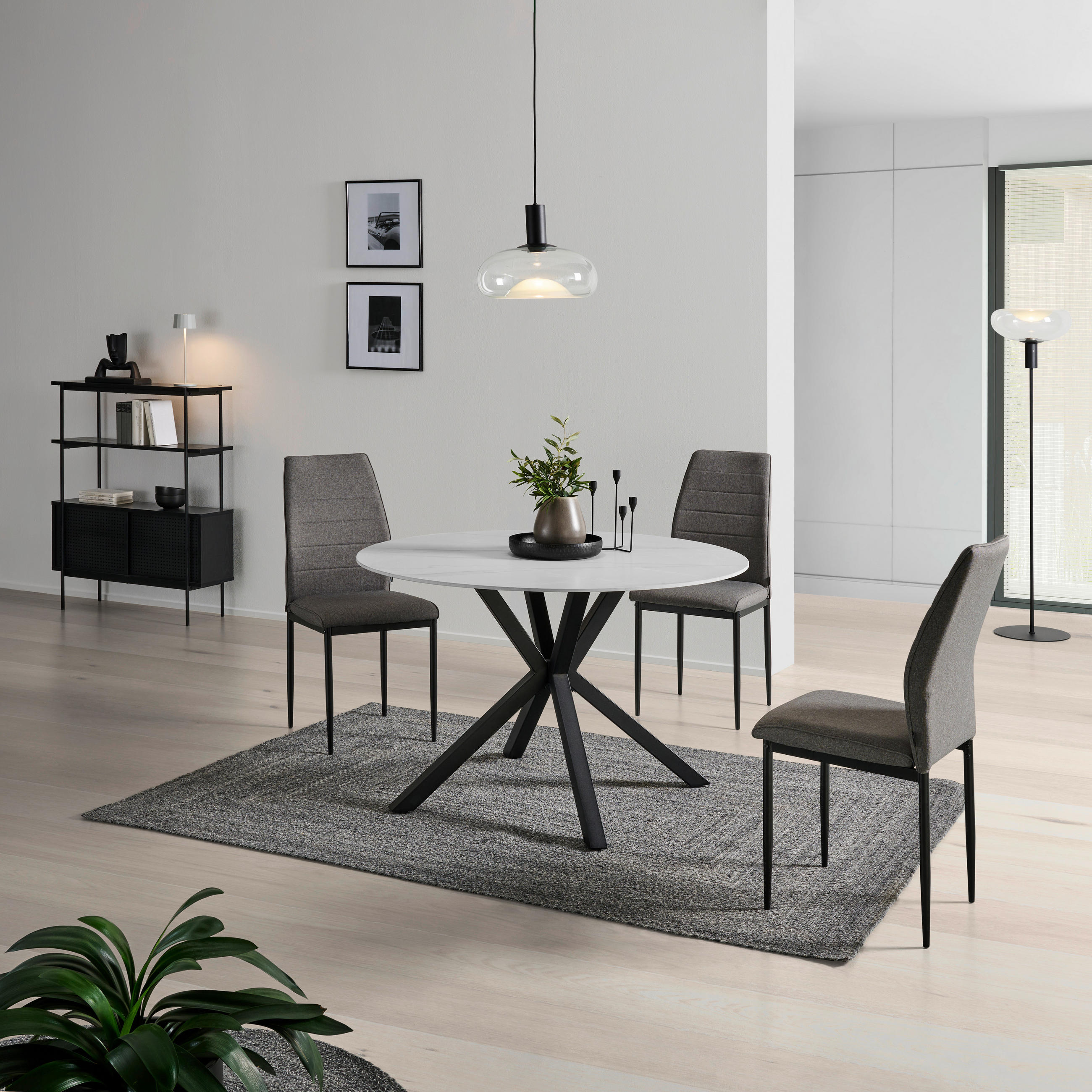 ESSTISCH in Metall, Keramik  - Schwarz/Weiß, LIFESTYLE, Keramik/Metall (118/76/118cm) - MID.YOU