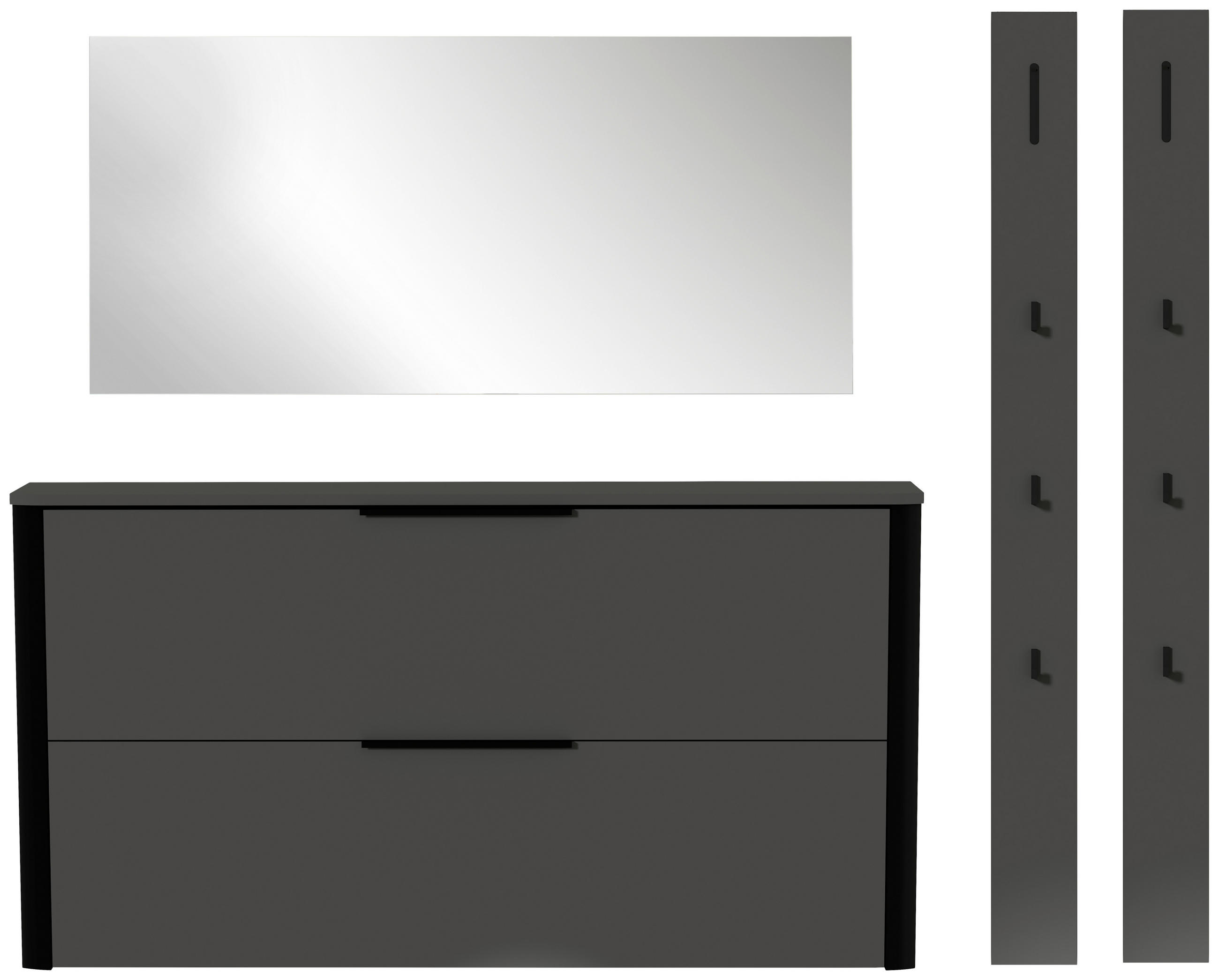 GARDEROBE 4-teilig  in 200/191/34 cm  - Anthrazit/Schwarz, Design, Glas/Holzwerkstoff (200/191/34cm) - Dieter Knoll