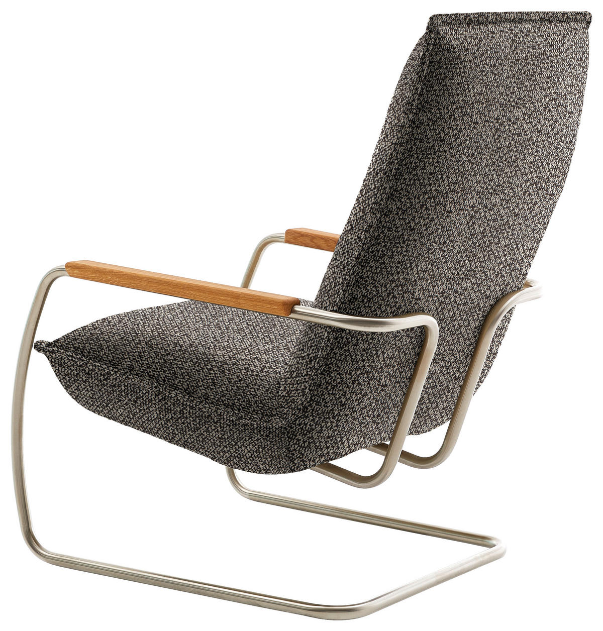 SESSEL in Flachgewebe Dunkelbraun  - Edelstahlfarben/Eichefarben, Design, Holz/Textil (76/105/87cm) - Koinor
