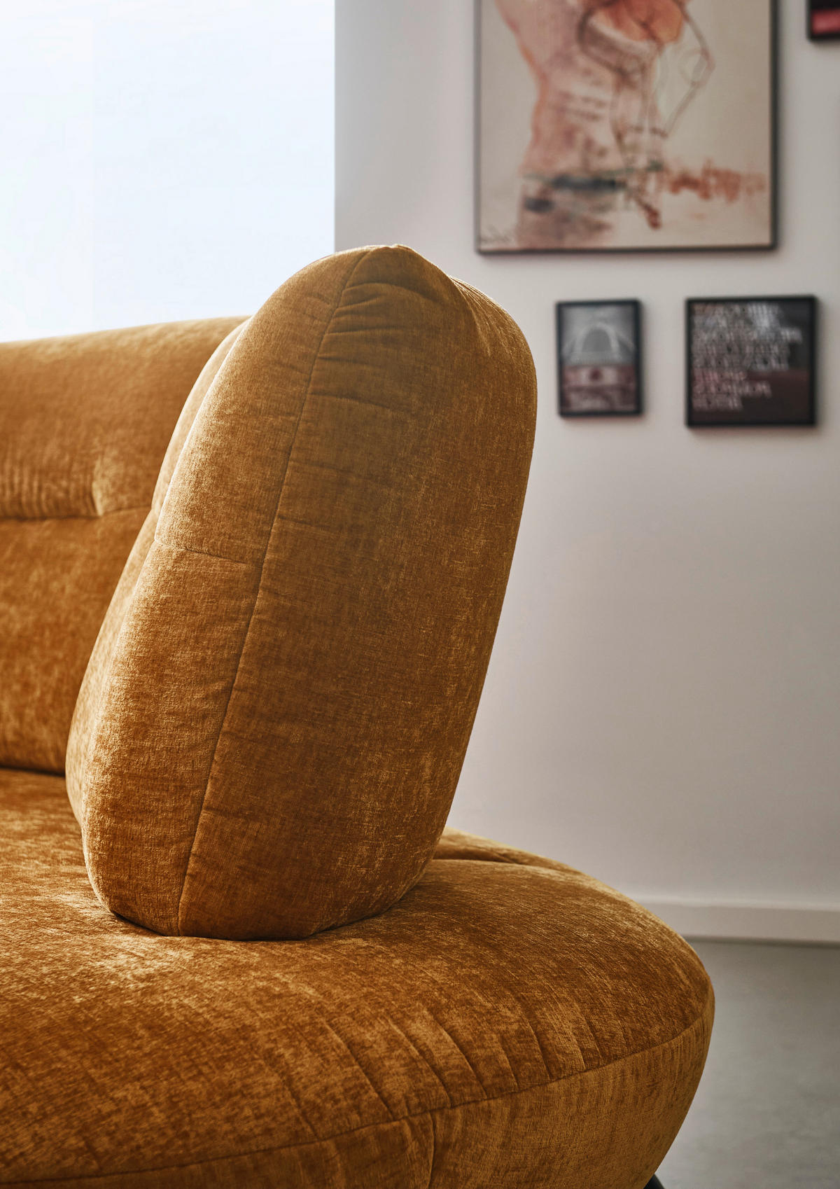BIGSOFA Flachgewebe Senfgelb  - Senfgelb/Schwarz, Design, Textil/Metall (456/93/138cm) - Moderano