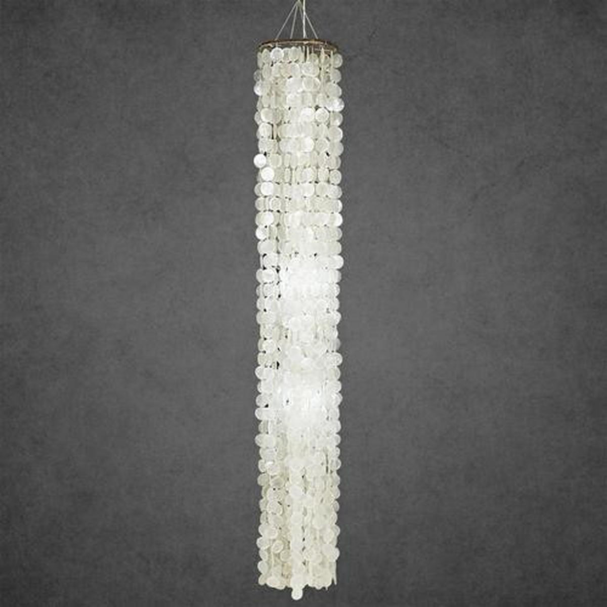 HÄNGELEUCHTE 696123 Capiz 30/200 cm   - Naturfarben/Weiß, Design, Holz (30/200cm) - Näve