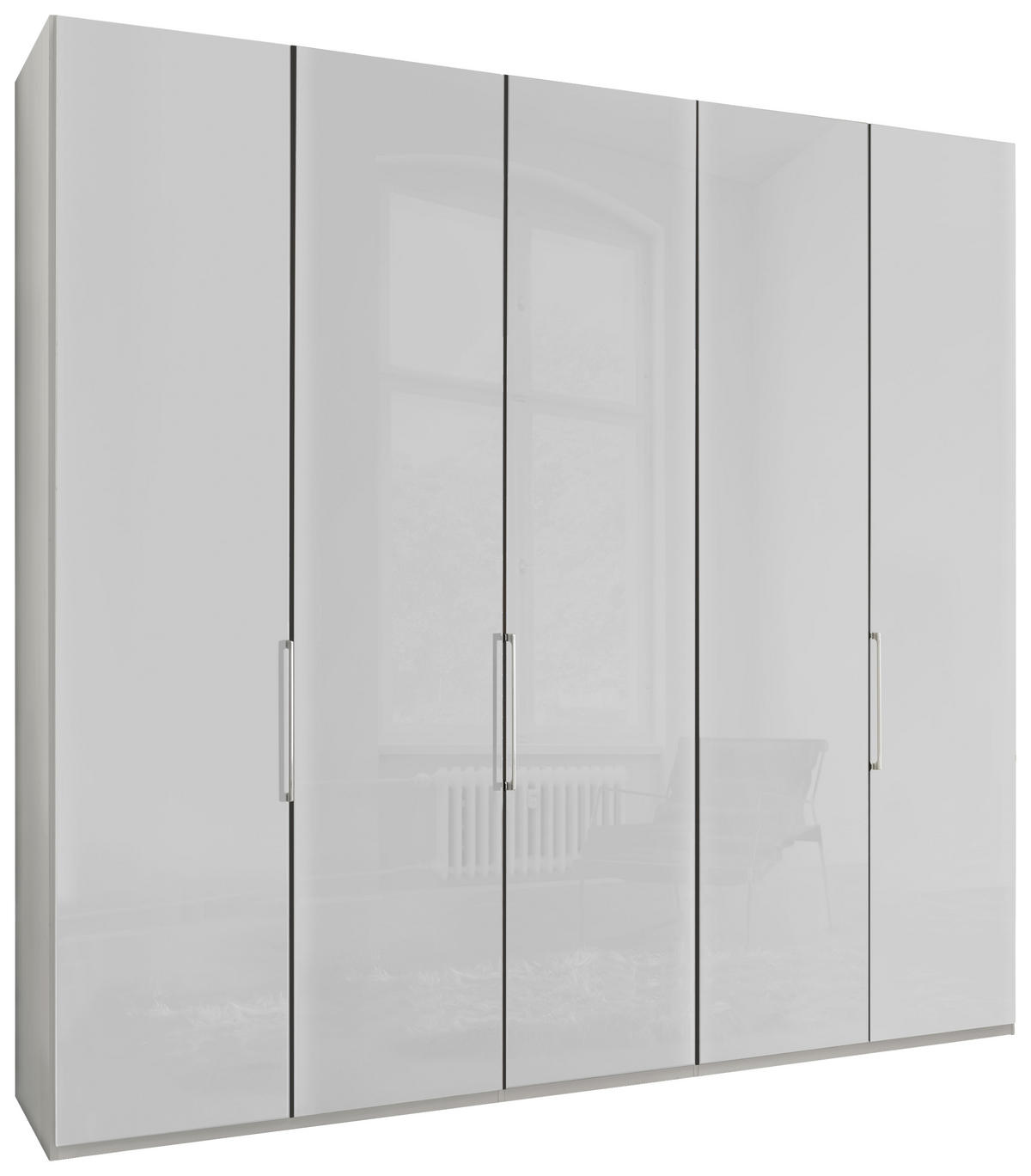 DREHTÜRENSCHRANK 250/236/58 cm 5-türig Weiß  - Chromfarben/Weiß, KONVENTIONELL, Glas/Holzwerkstoff (250/236/58cm) - Dieter Knoll