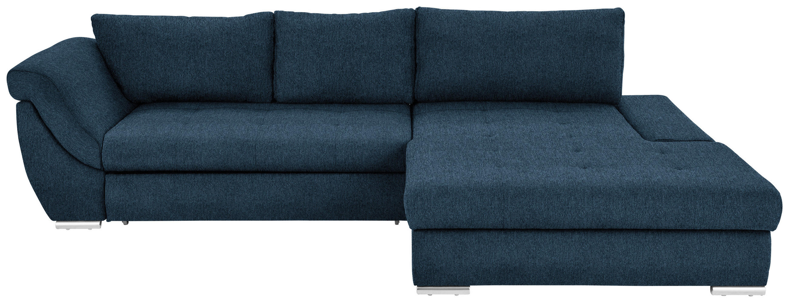 ECKSOFA in Flachgewebe Dunkelblau  - Silberfarben/Dunkelblau, Design, Textil/Metall (306/174cm) - MID.YOU