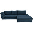 ECKSOFA Dunkelblau Flachgewebe  - Silberfarben/Dunkelblau, Design, Textil/Metall (306/174cm) - Carryhome