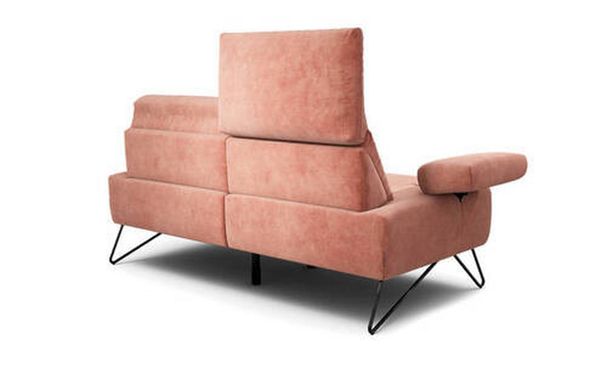2-SITZER-SOFA in Samt Rosa  - Schwarz/Rosa, Design, Textil/Metall (164-194/85/86-94cm) - SENSOO