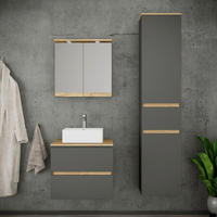 BADEZIMMER 4-teilig  in 90 cm  - Honigeiche/Anthrazit, Trend, Keramik/Holzwerkstoff (90cm) - MID.YOU