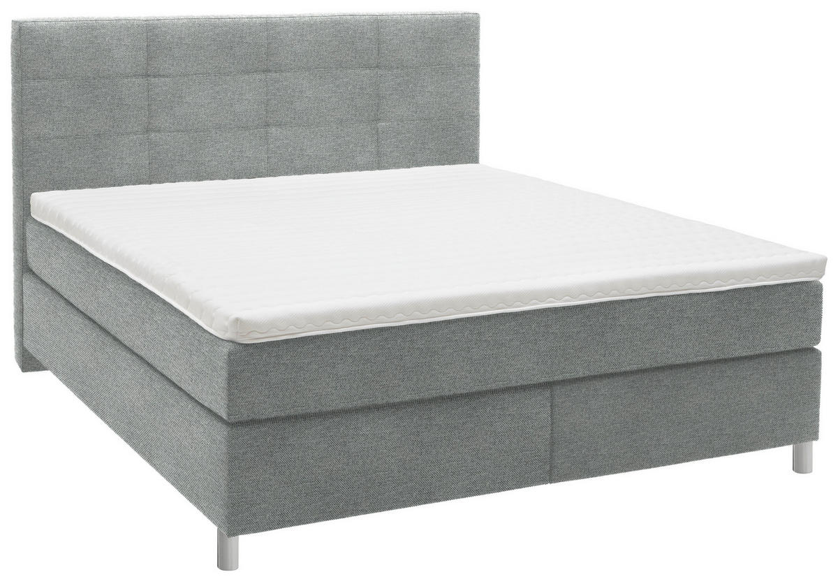 BOXSPRINGBETT 180/200 cm  in Grau  - Chromfarben/Grau, KONVENTIONELL, Kunststoff/Textil (180/200cm) - Voleo
