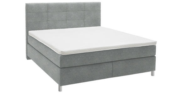 BOXSPRINGBETT 180/200 cm in Grau - Chromfarben/Grau, KONVENTIONELL, Kunststoff/Textil (180/200cm) - Voleo