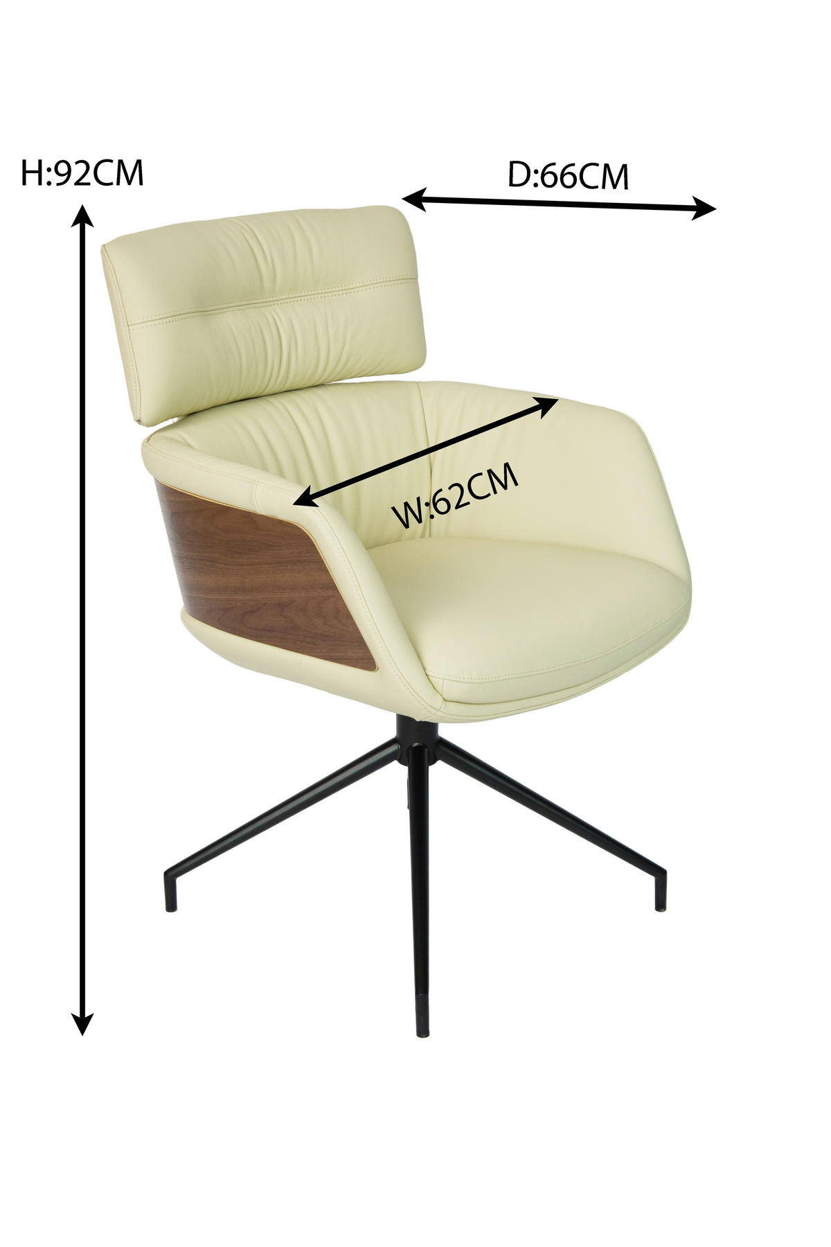 ARMLEHNSTUHL  in Eisen Echtleder pigmentiert  - Beige/Walnussfarben, Design, Leder/Holz (62/92/66cm) - Dieter Knoll