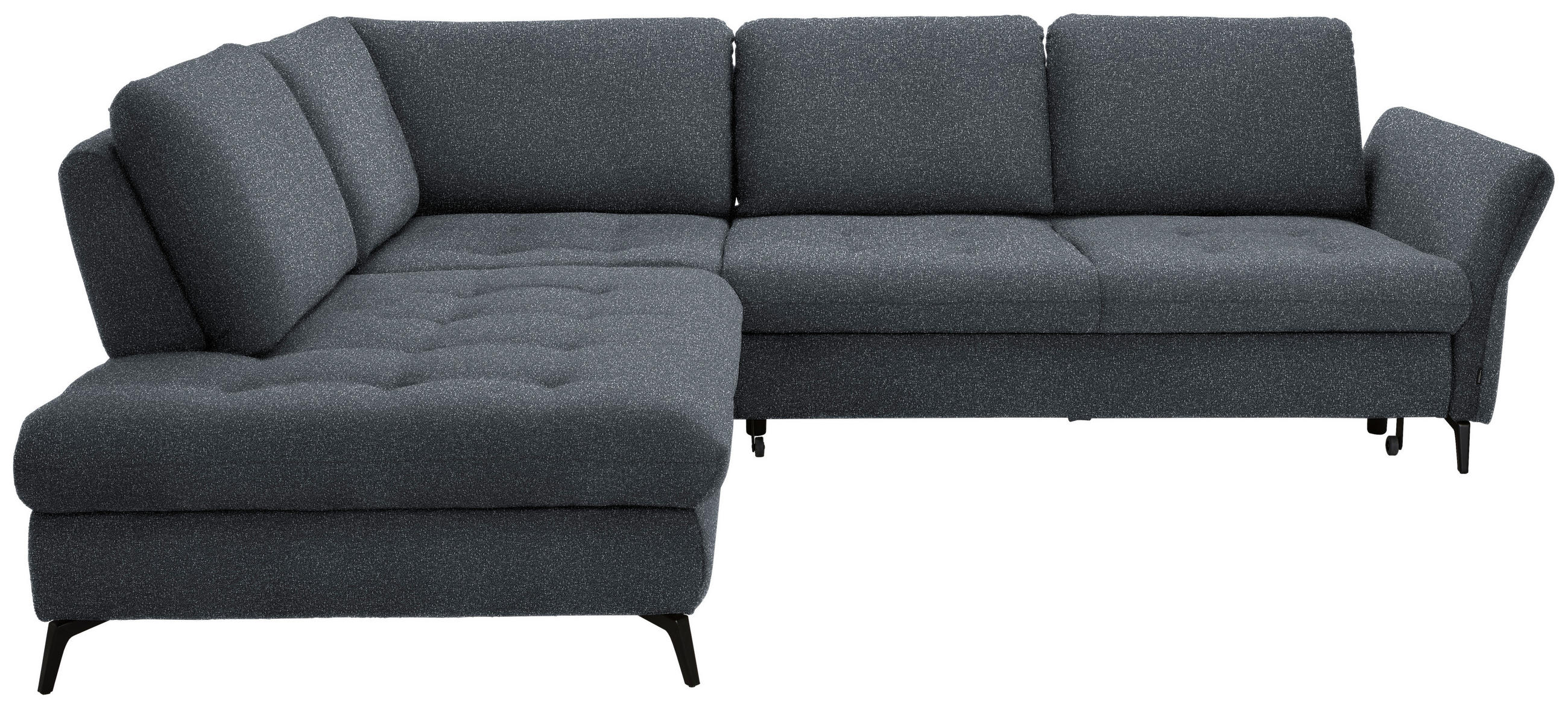 ECKSOFA in Bouclé Dunkelgrau  233/288 cm  - Dunkelgrau/Schwarz, Natur, Textil/Metall (233/288cm) - Valnatura
