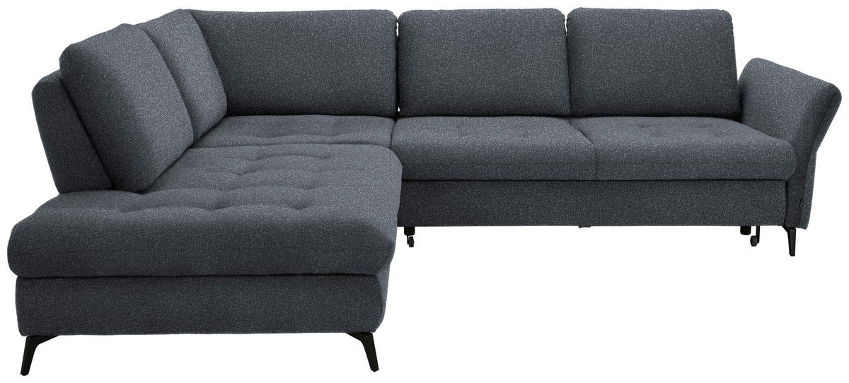 ECKSOFA in Bouclé Dunkelgrau  - Dunkelgrau/Schwarz, Natur, Textil/Metall (233/288cm) - Valnatura