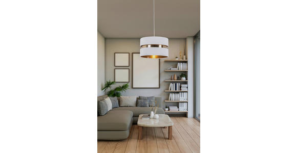 HÄNGELEUCHTE 37/120 cm  - Goldfarben/Weiß, MODERN, Kunststoff/Textil (37/120cm) - Novel