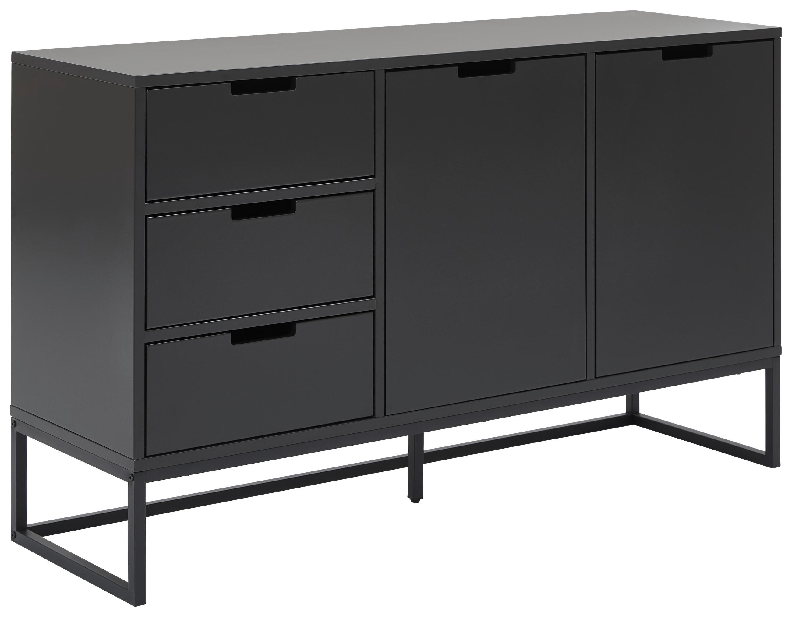SIDEBOARD  136/79/40 cm 3 Schublade(n)  - Anthrazit/Schwarz, Design, Holzwerkstoff/Metall (136/79/40cm) - Novel