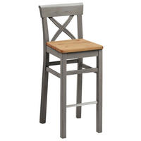BARHOCKER Grau, Laugenfarbig Kiefer massiv  - Laugenfarbig/Grau, ROMANTIK / LANDHAUS, Holz (43,5/106/44cm) - Boxxx