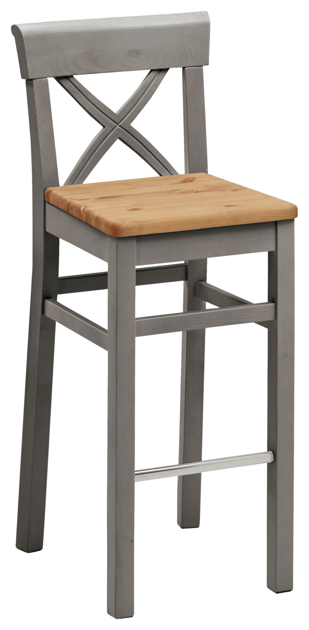 BARHOCKER Grau, Laugenfarbig Kiefer massiv  - Laugenfarbig/Grau, ROMANTIK / LANDHAUS, Holz (43,5/106/44cm) - Boxxx