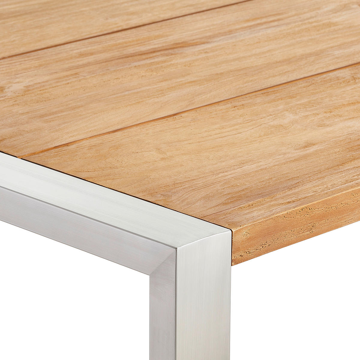 GARTENTISCH 220/100/76 cm Holz, Metall rechteckig  - Edelstahlfarben/Teakfarben, ROMANTIK / LANDHAUS, Holz/Metall (220/100/76cm) - Amatio
