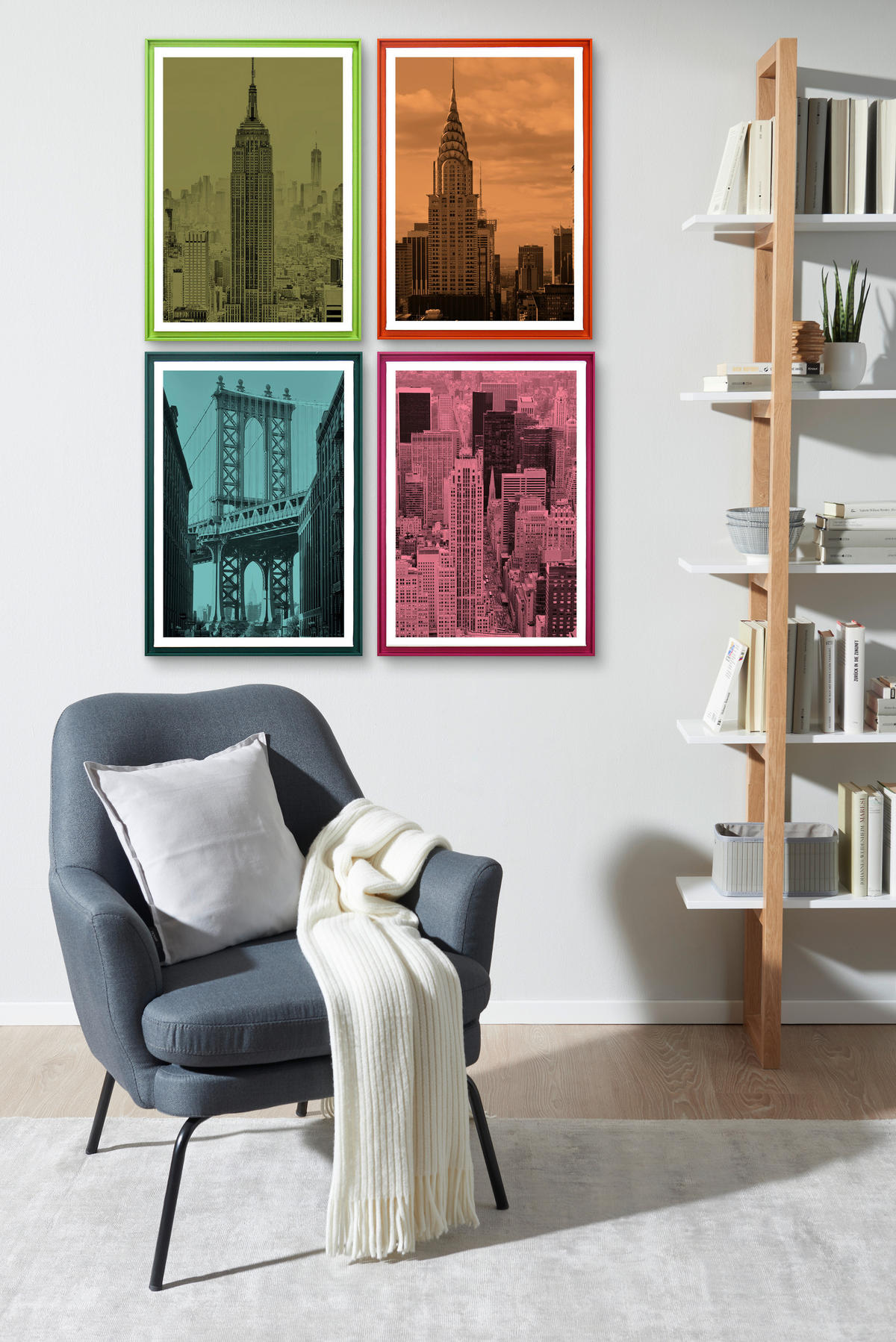 TAVLA 50/70 cm  - blå/mörkgrön, Trend, trämaterial/textil (50/70cm) - Monee