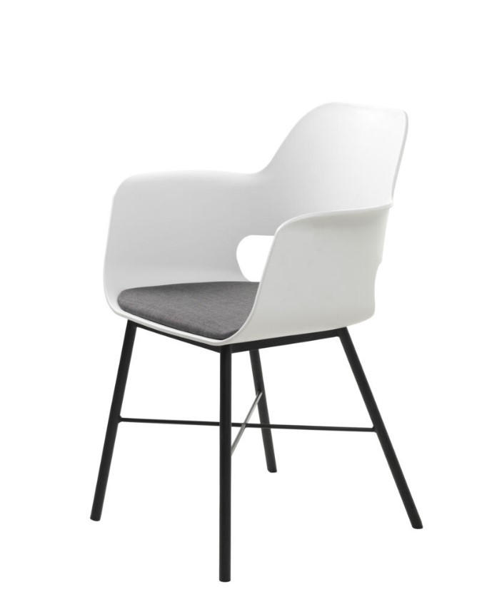 STOL MED ARMSTÖD  - vit/ljusgrå, Design, metall/textil (59/83/57cm) - Niels Andersson