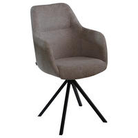 ARMLEHNSTUHL  in Stahl Chenille  - Hellgrau/Schwarz, Design, Textil/Metall (57/85,5/65cm) - Voleo