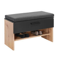 BANC DE GARDE-ROBE 80/46/38 cm  - Eichefarben/Anthrazit, Konventionell, Holzwerkstoff/Kunststoff (80/46/38cm) - Moderano
