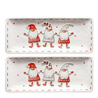 SERVIERPLATTEN-SET WEIHNACHTSWICHTEL 2-teilig  - Rot/Weiß, Basics, Keramik (35/2,8/14,5cm) - Mäser