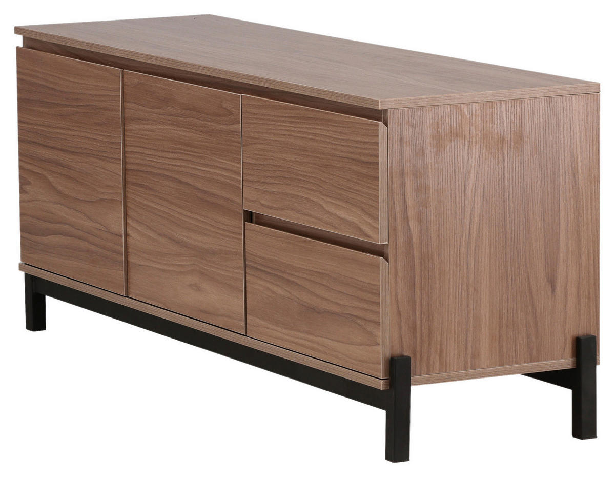 SIDEBOARD 135/56/40 cm  - Nussbaumfarben/Schwarz, Design, Holz/Holzwerkstoff (135/56/40cm) - Livetastic