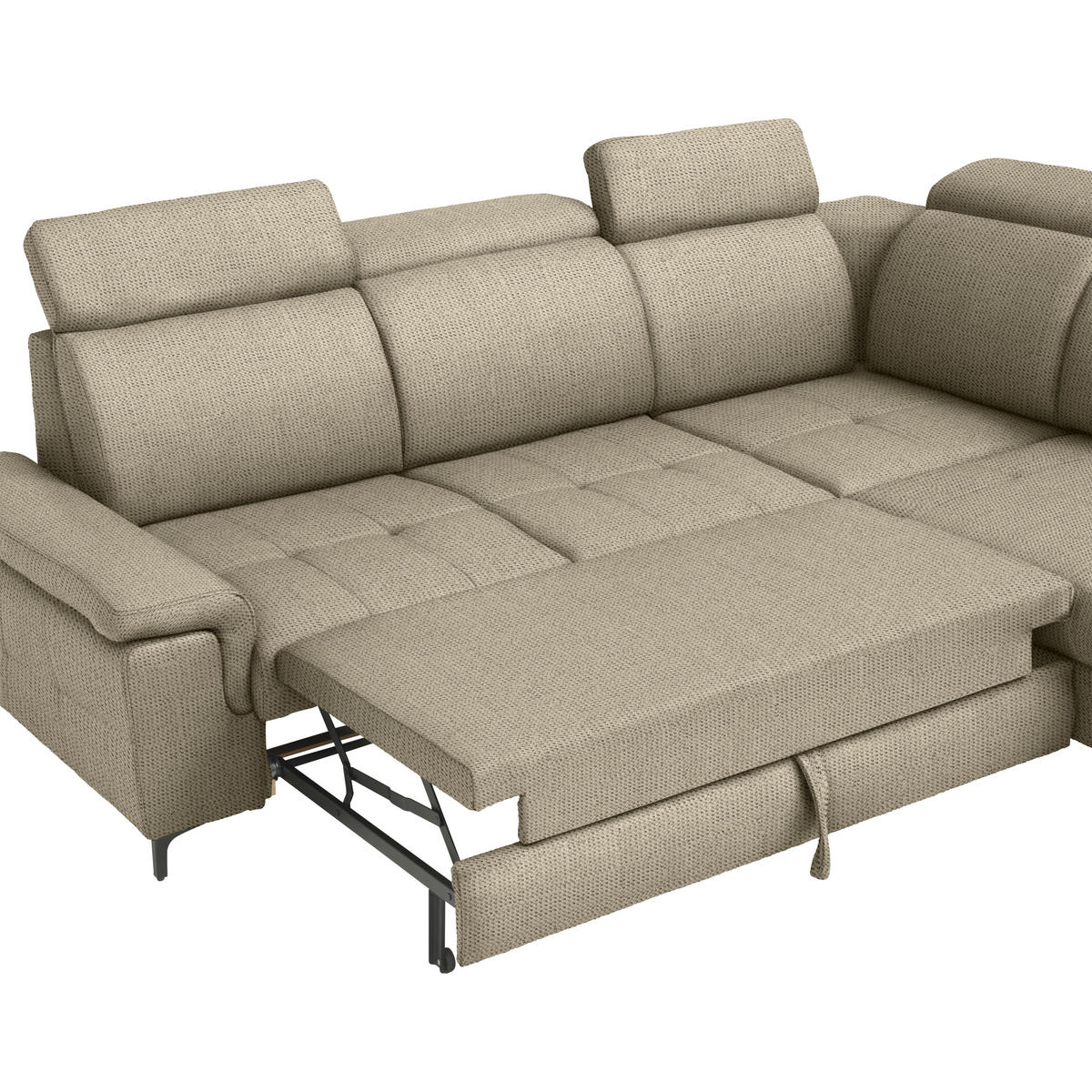ECKSOFA Struktur Beige  - Beige/Schwarz, Design, Textil/Metall (292/270cm) - Stylife