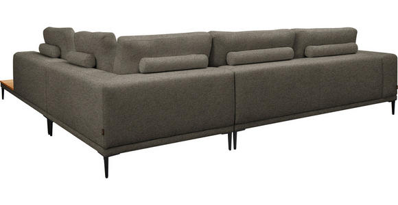 ECKSOFA  in Leinwand Dunkelbraun  318/271 cm  - Dunkelbraun/Schwarz, Design, Textil/Metall (318/271cm) - Belluti
